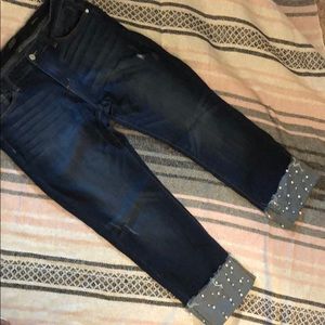 Judy Blue Cropped jean, Pearl Trim Cuff